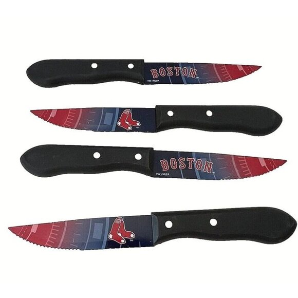 Sports Vault Licensed NBL BOSTON RED SOX 4 Serrated Stainless Steel Steak Knives - Picture 1 of 1